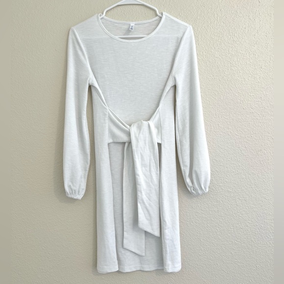 [Lionstill] Casual Tie White Long Sleeve Dress Size Small - Picture 2 of 7